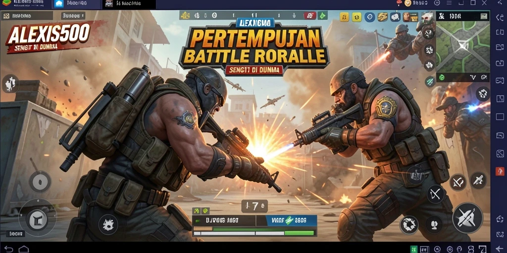 Tampilan gameplay ALEXIS500 dalam pertempuran Battle Royale yang mendebarkan.