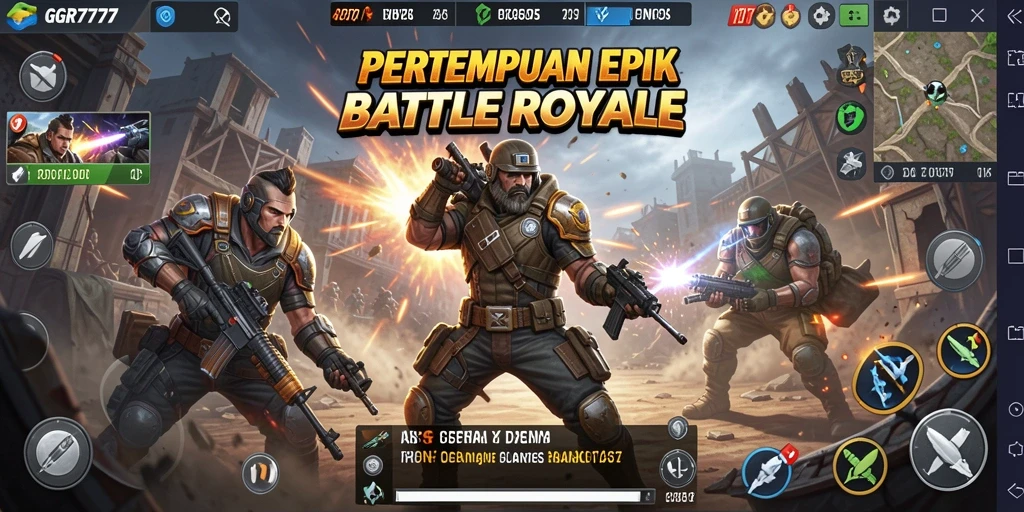 Screenshot gameplay GGR7777 menampilkan aksi pertempuran Battle Royale yang seru.