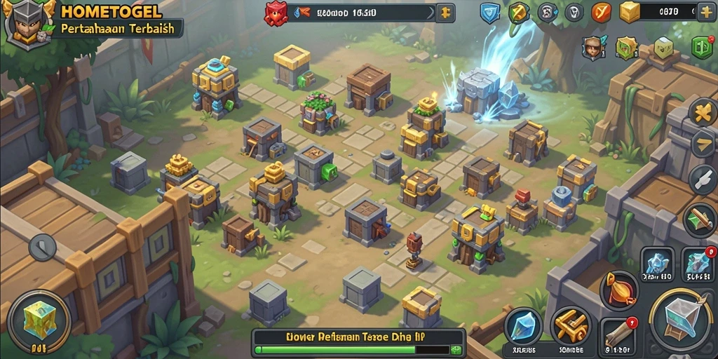 Tampilan menarik gameplay HOMETOGEL dalam pertarungan menara.
