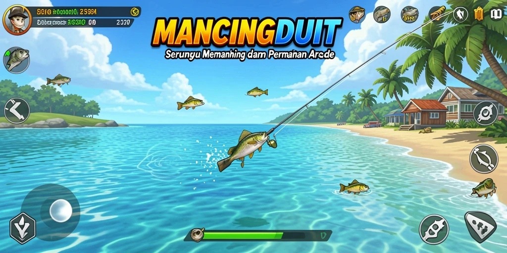 Gameplay MANCINGDUIT menampilkan pengalaman memancing yang seru dan menarik.