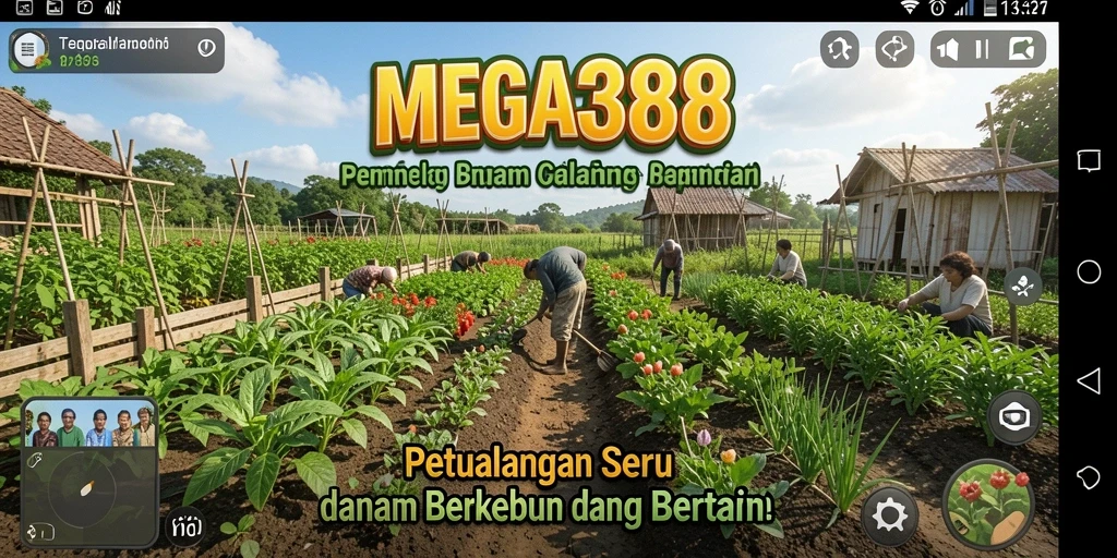 Tampilan menarik dari gameplay MEGA388 yang memungkinkan bertani dan berkebun.