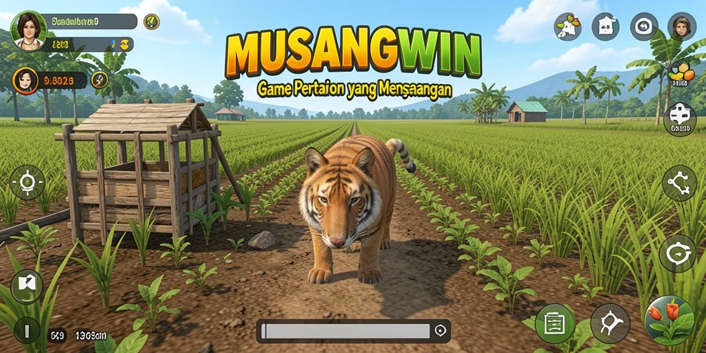 Tampilan menarik dari gameplay <strong>MUSANGWIN</strong> yang menunjukkan aktivitas pertanian.