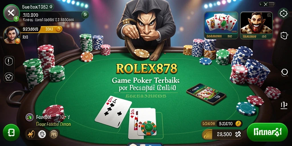 Screenshot ROLEX878 menunjukkan gameplay Poker yang mendebarkan dan kompetitif.