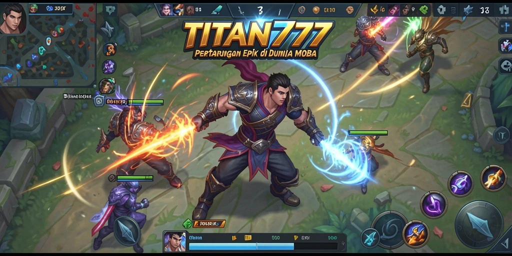 Screenshot gameplay seru dari TITAN777 saat pertarungan tim.